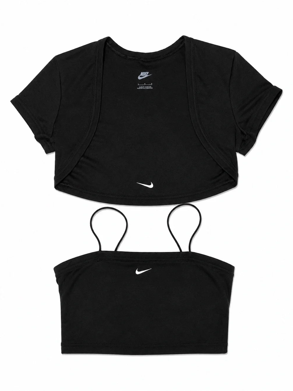 Nike Black Ribbed Square-Neck Cropped Tank with Bolero Set